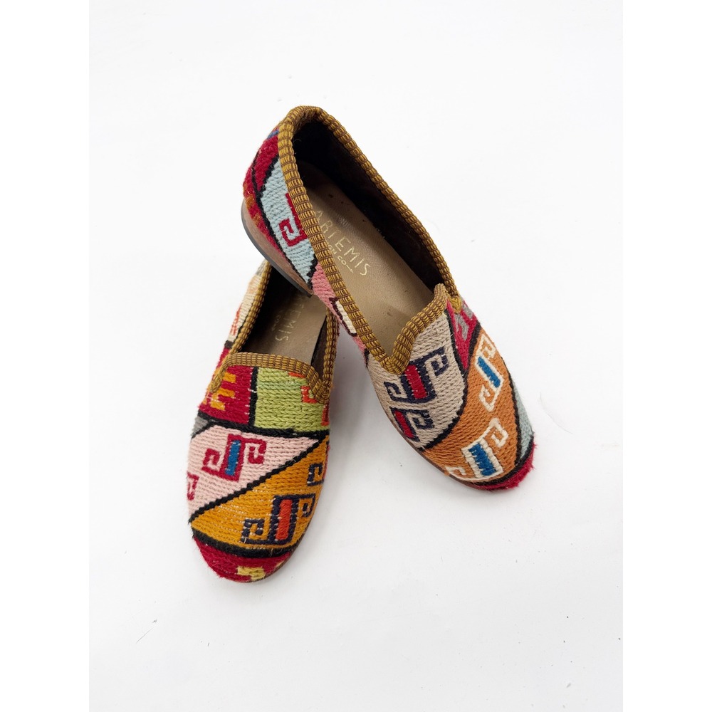 Artemis Design Co Kilim Loafers Women 36 6 - 6.5 Smoking Slippers Geometric Wool